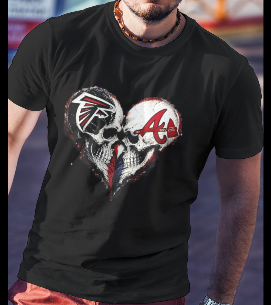 Atlanta Falcons And Atlanta Braves Skull Heart T-Shirt