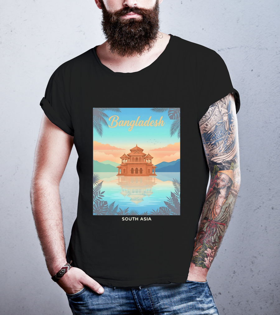 Bangladesh South Asia Travel Mosque On Water T-Shirt