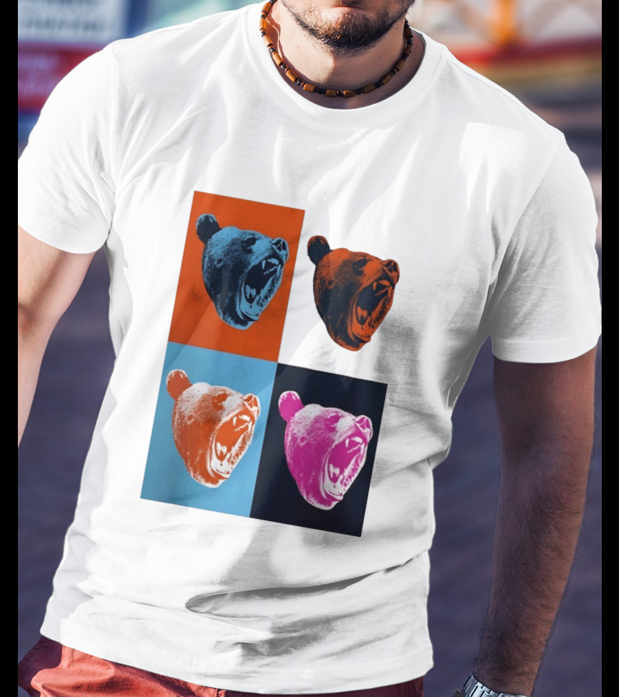 Chicago Bears 2026 Draft Party Pop Art Bear Heads Color Variations T-Shirt
