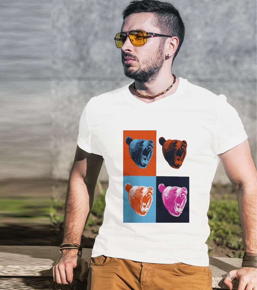 Chicago Bears 2026 Draft Party Pop Art Bear Heads Color Variations T-Shirt