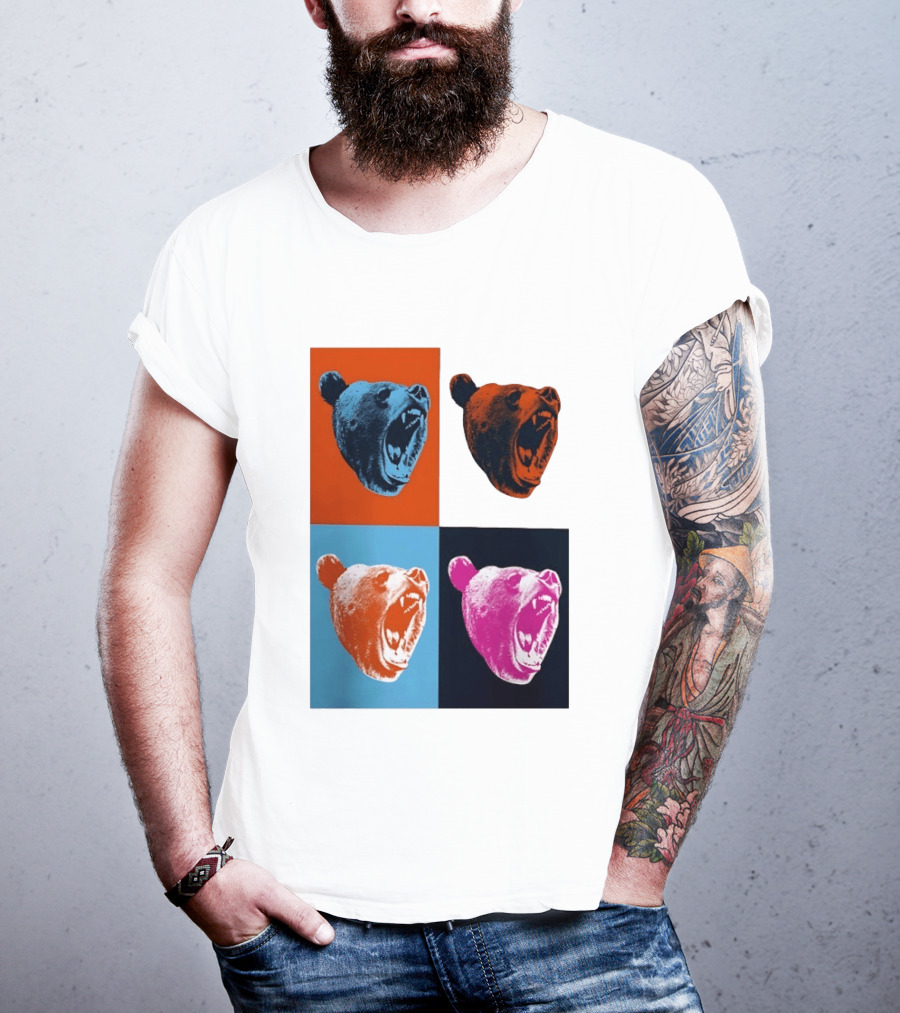Chicago Bears 2026 Draft Party Pop Art Bear Heads Color Variations T-Shirt