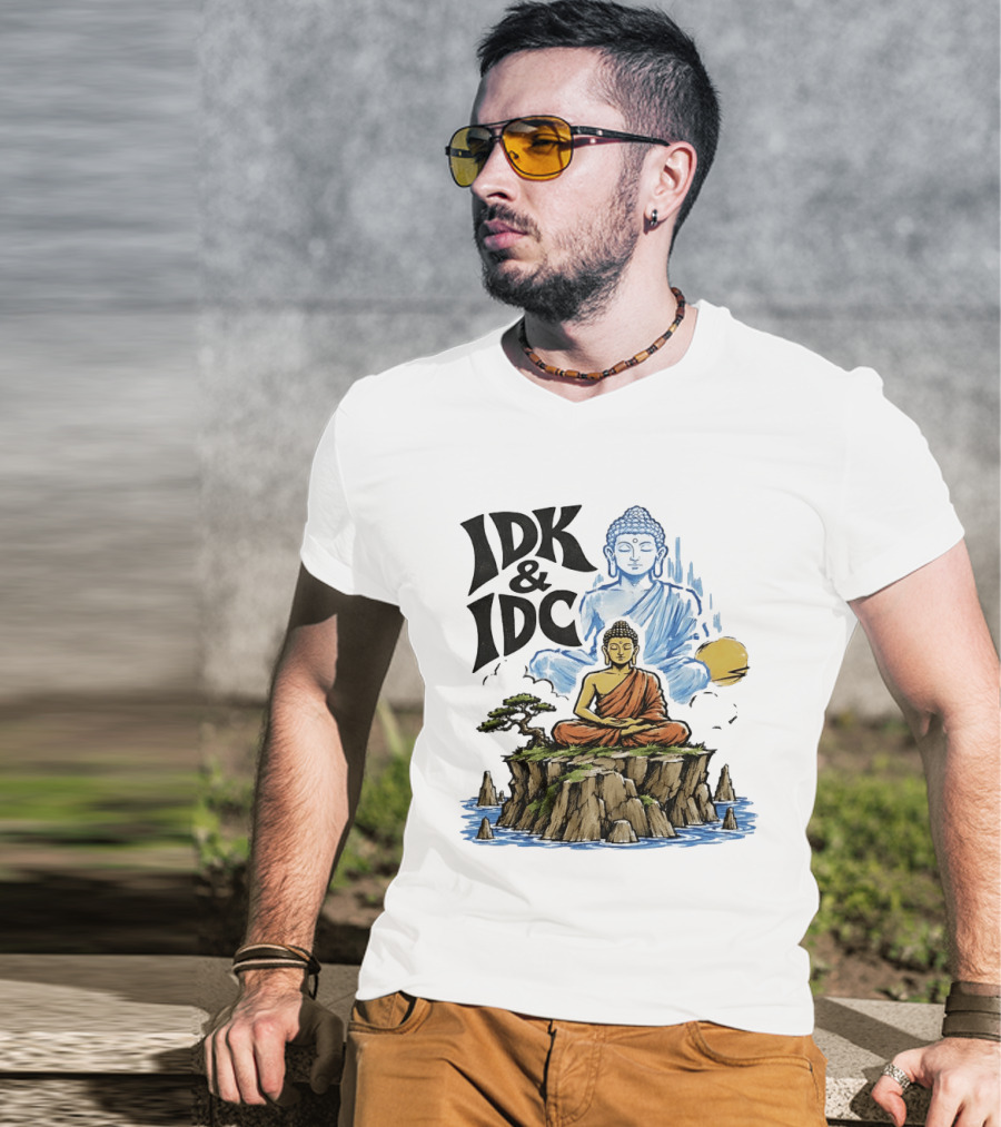IDK IDC Buddha Meditating On Island With Zen Vibes And Spiritual Calm T-Shirt