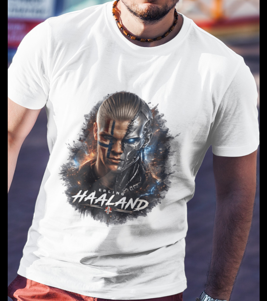 Erling Haaland Cyborg Manchester City Nordic Warrior T-Shirt