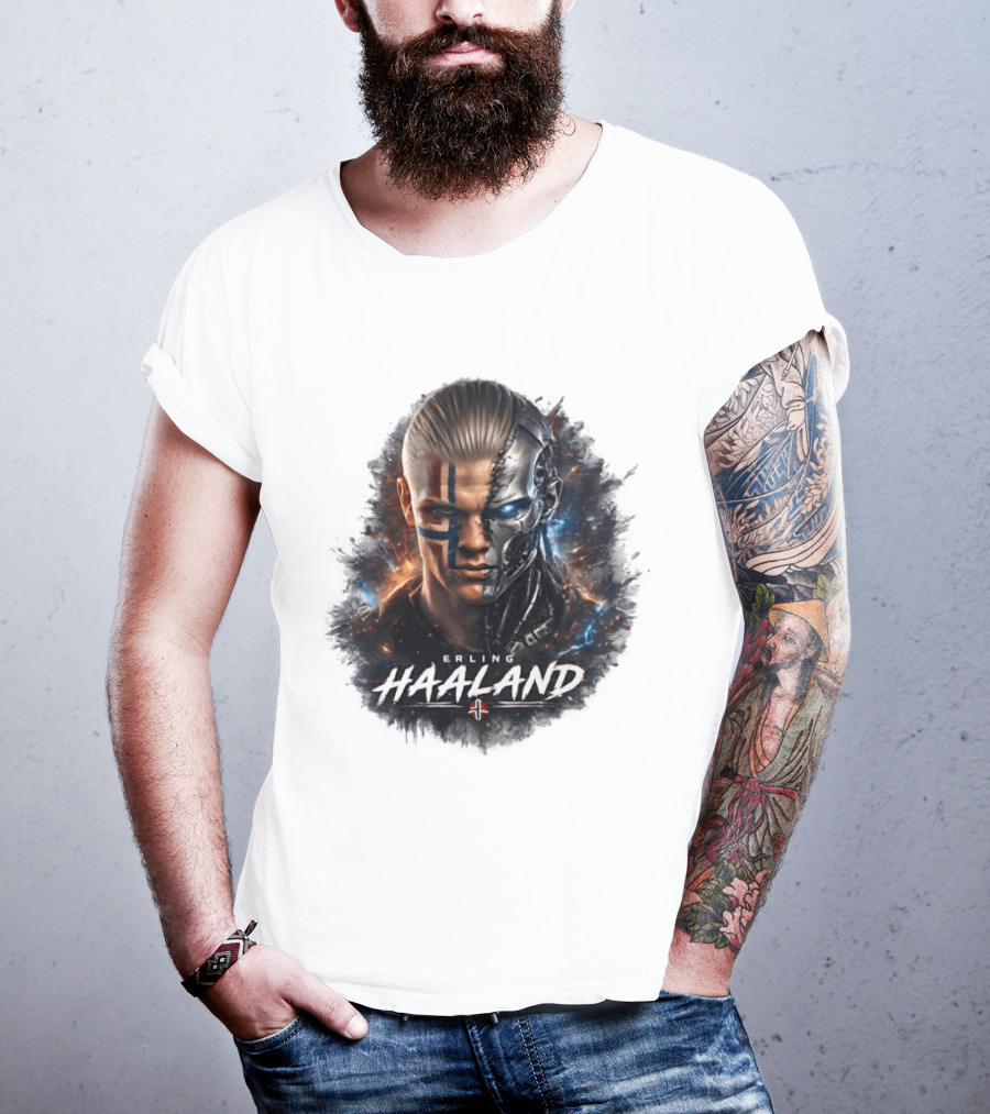 Erling Haaland Cyborg Manchester City Nordic Warrior T-Shirt