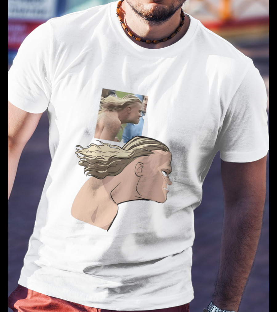Erling Haaland Long Hair Meme Jawline Football Flowing Hairstyle T-Shirt