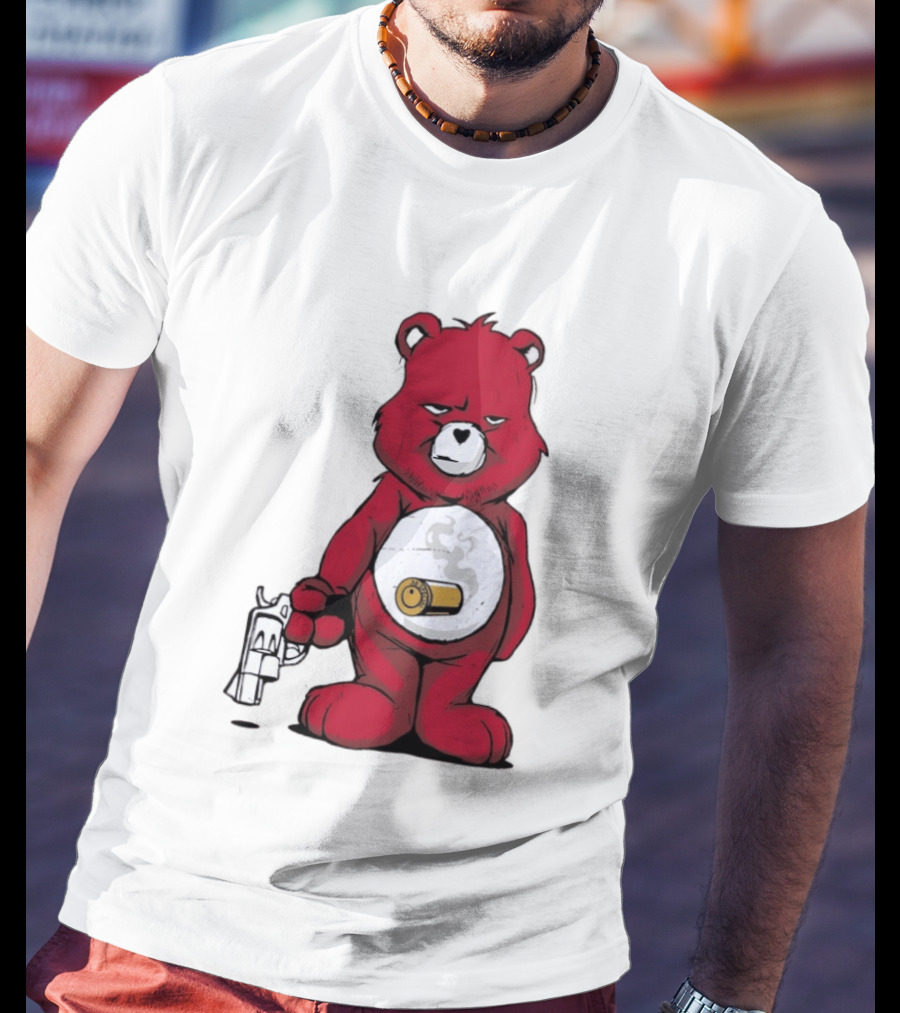 Red Bear With Revolver .38 Special Bullet Smoke T-Shirt