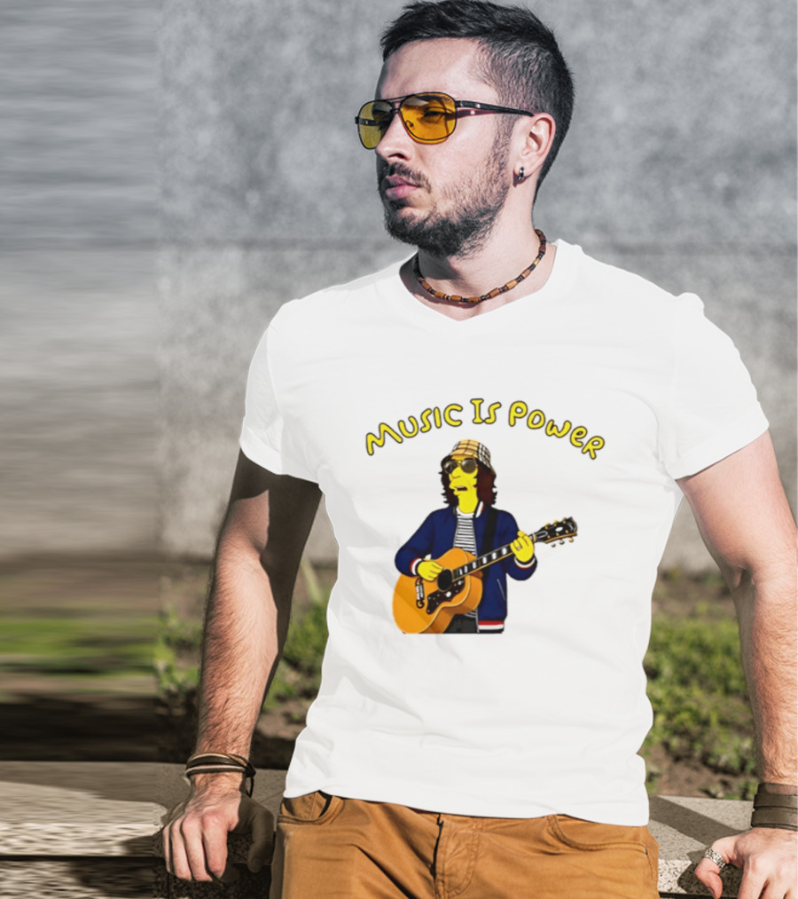 Richard Ashcroft Music Is Power Simpsons Style Guitar T-Shirt