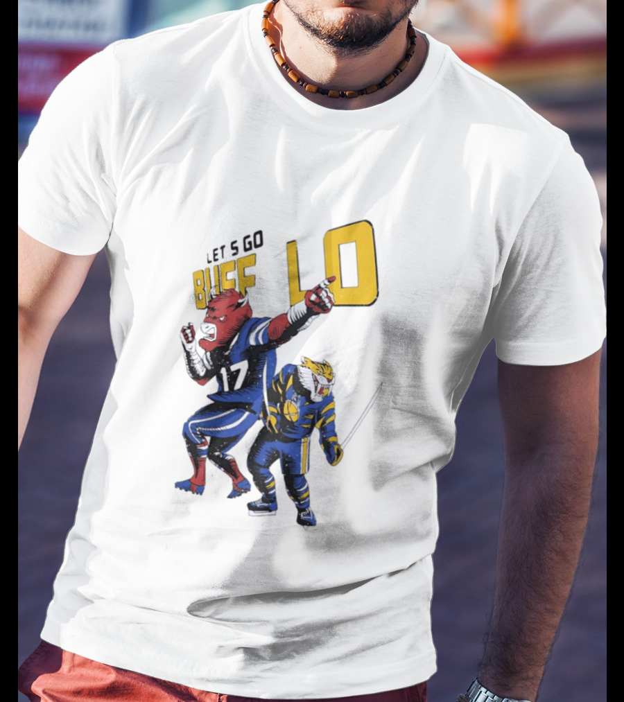 Let's Go Buffalo 17 Distressed Sports Mascots Football And Hockey T-Shirt