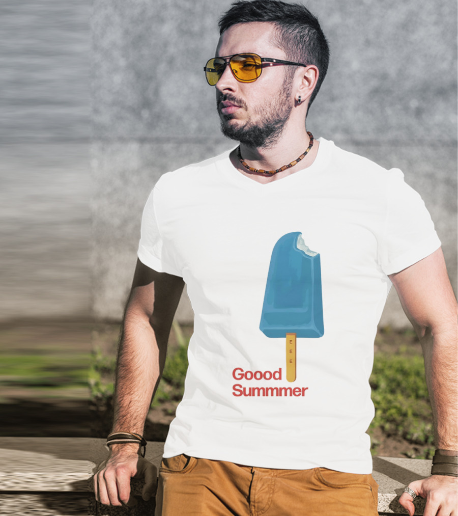 Popsicle Goood Summmer EEE Blue Ice Cream Treat T-Shirt