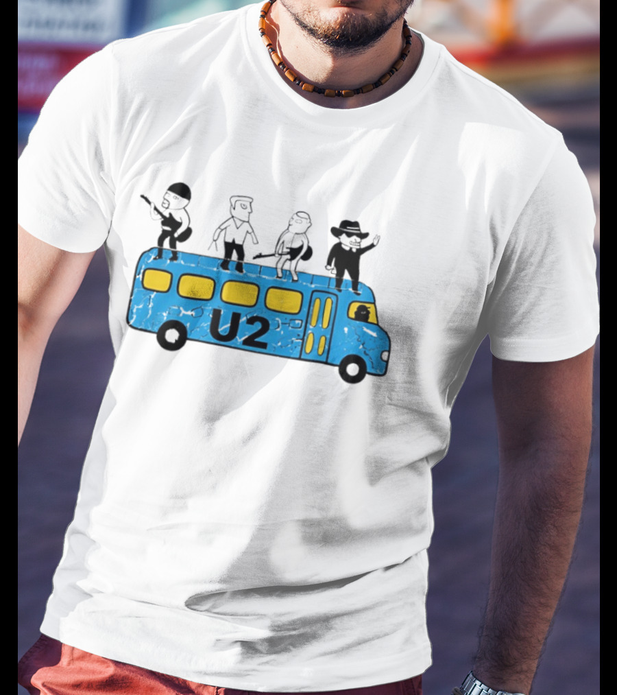 U2 Band Cartoon Bus Music Group On Tour T-Shirt