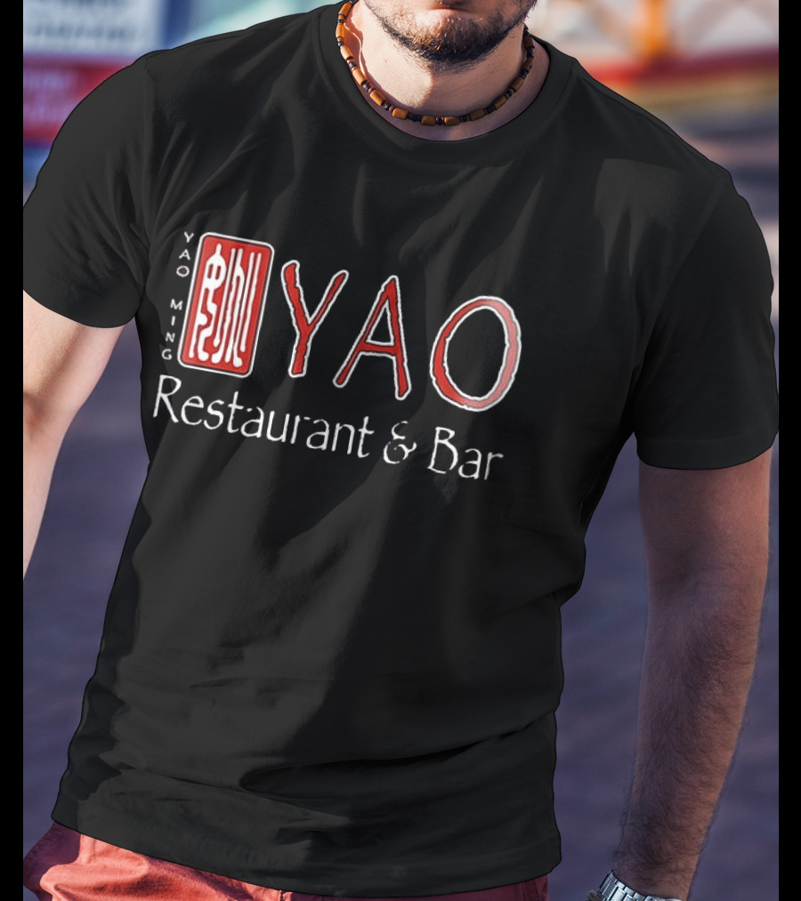 Yao Ming Restaurant & Bar 9755 Westheimer Rd. Houston TX 77042 Two Sided T-Shirt
