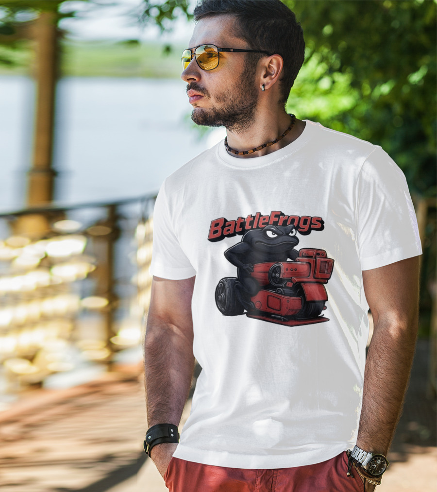 BattleFrogs Frog Riding Red Motorcycle T-Shirt