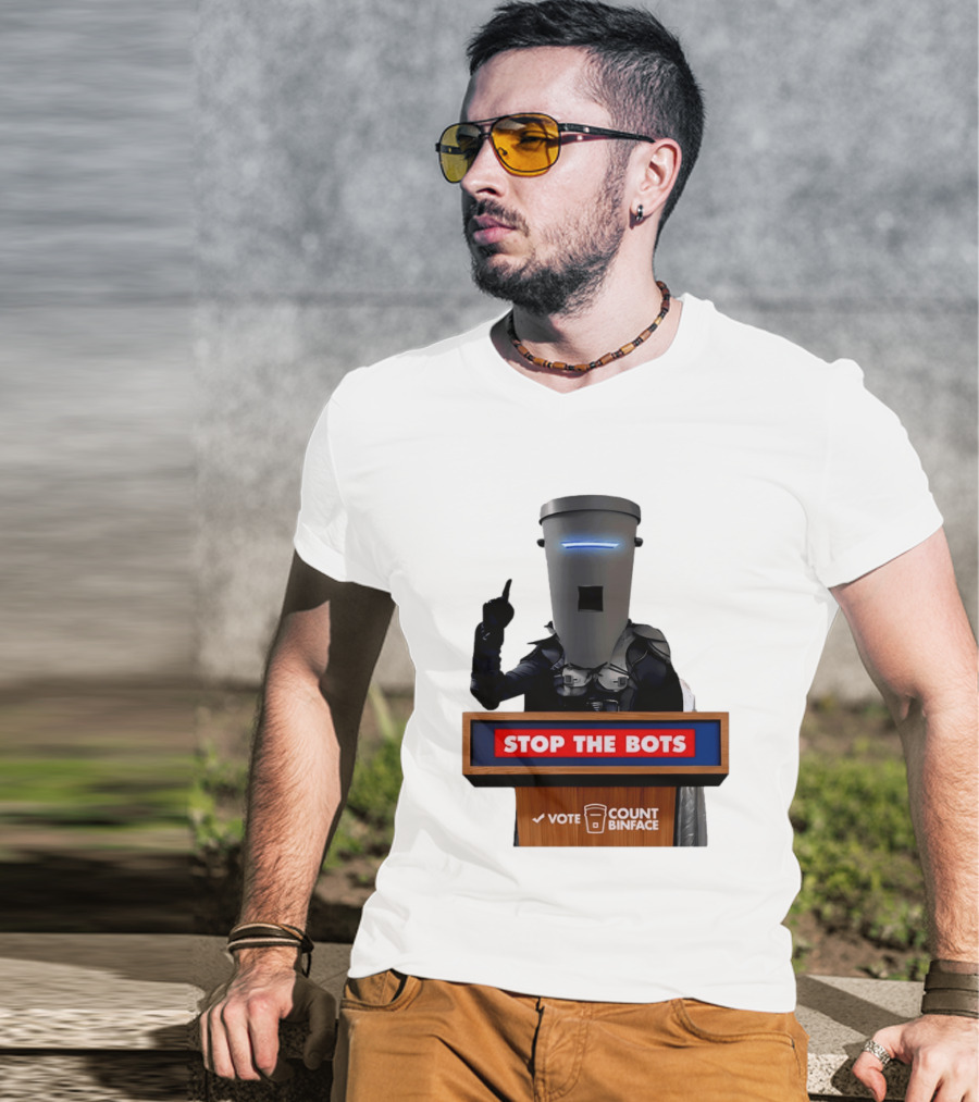 Stop The Bots Vote Count Binface UK Politics T-Shirt