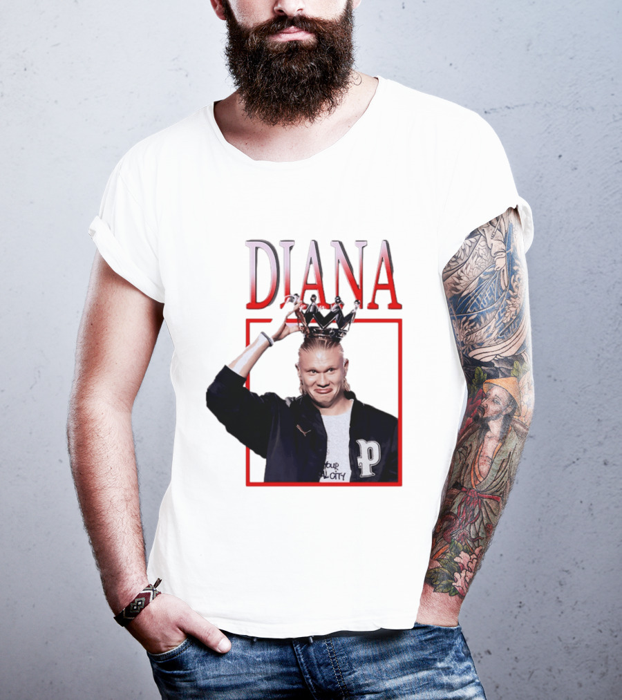 Erling Haaland Diana The People's Princess P Letter Jacket Crown T-Shirt