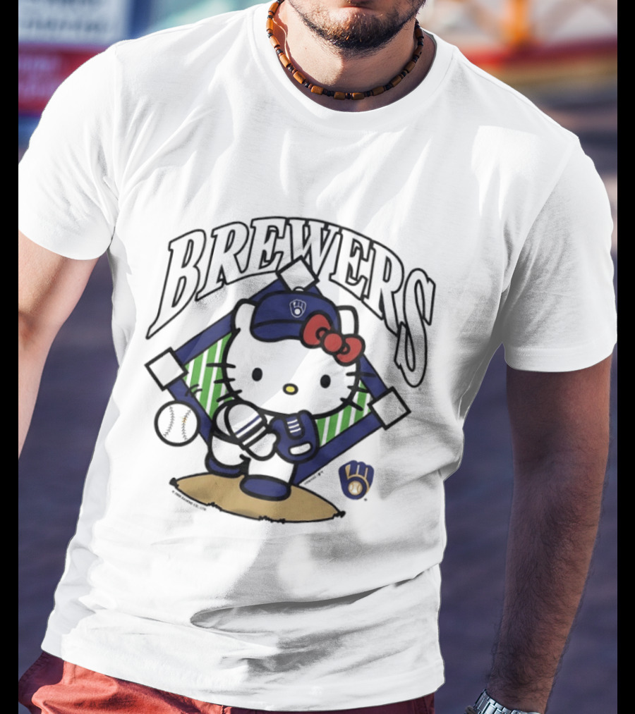 Hello Kitty Milwaukee Brewers Baseball Collaboration T-Shirt
