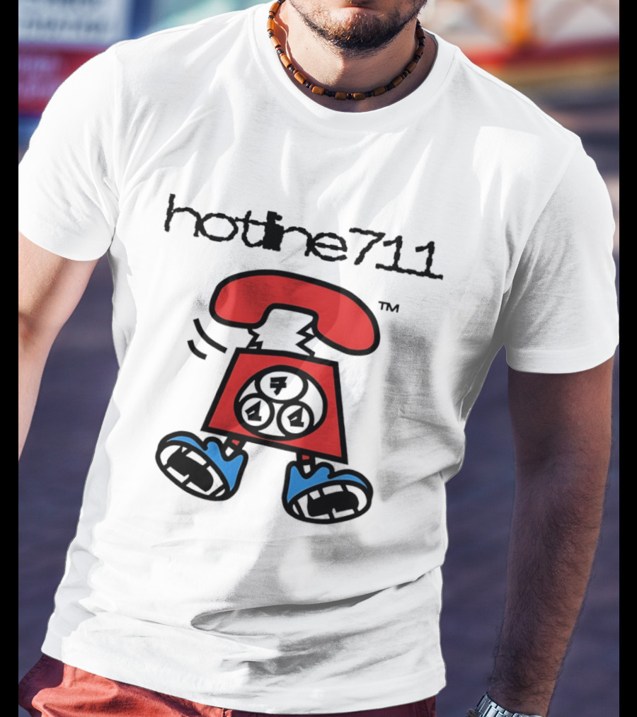Hotline711 Retro Telephone Cartoon T-Shirt