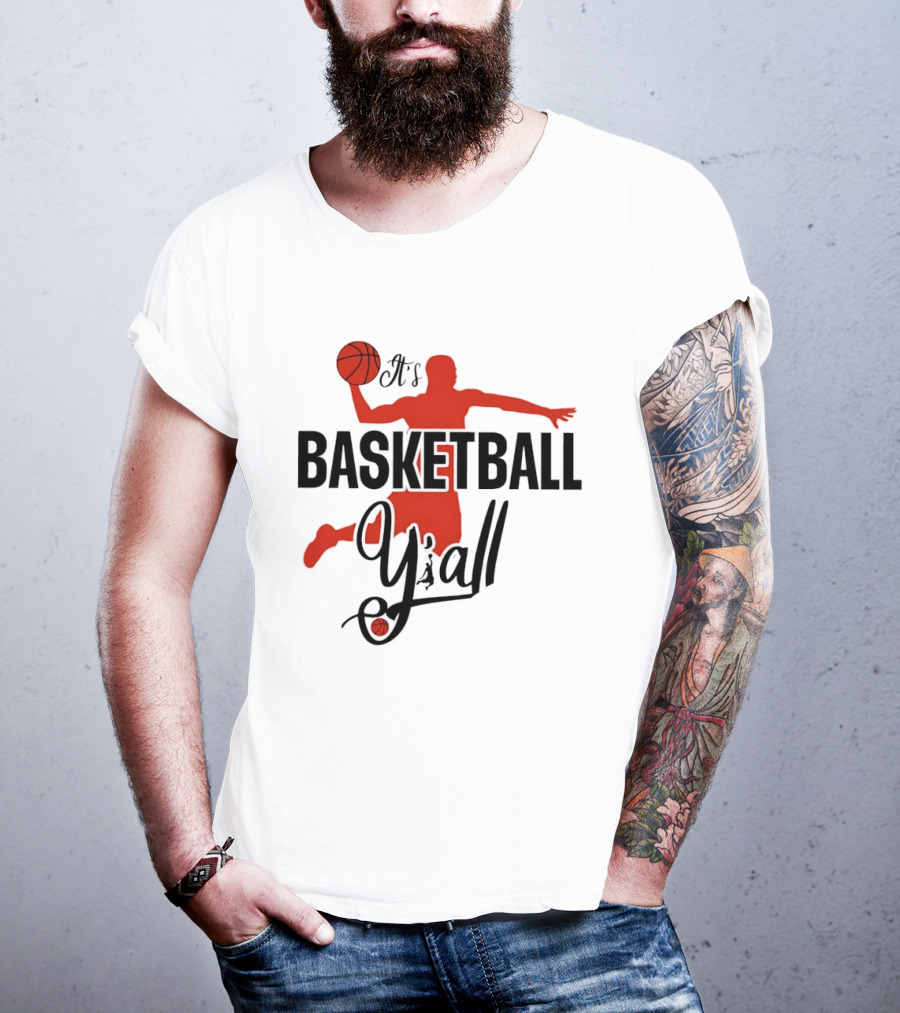Basketball Y'all Dunking Silhouette And Ball In Red T-Shirt