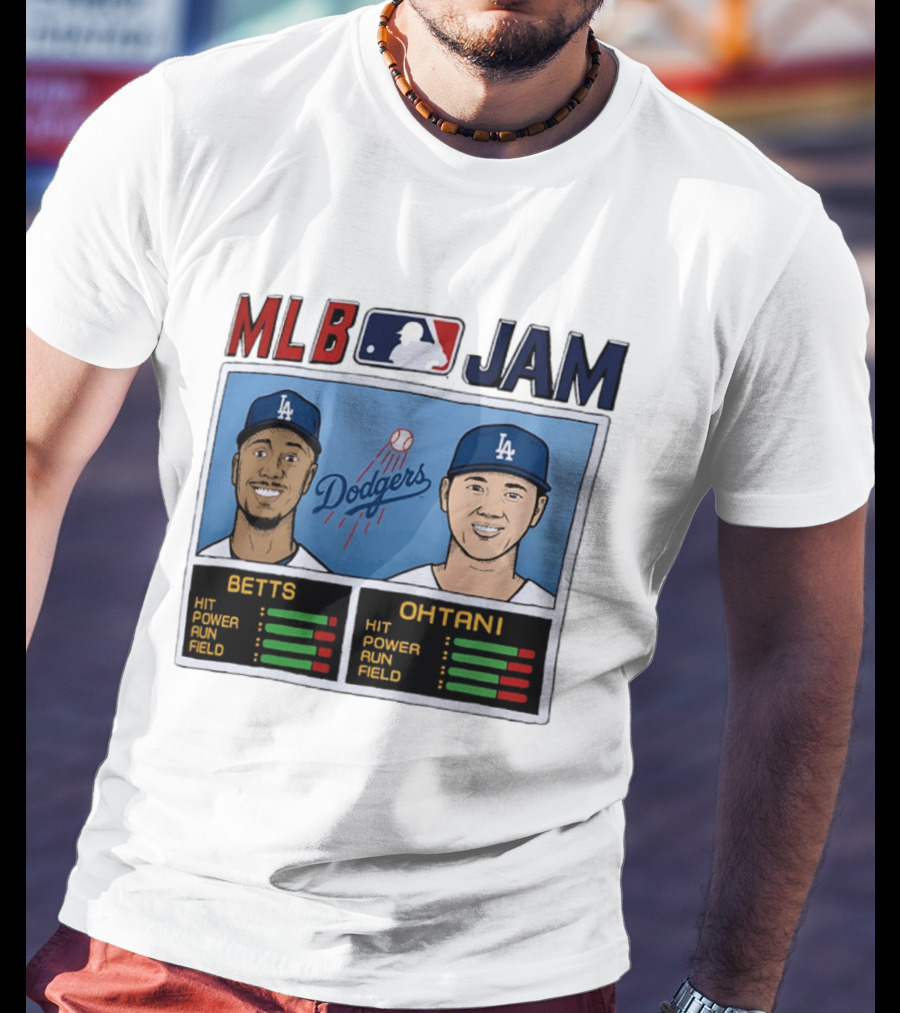 MLB Jam Mookie Betts Shohei Ohtani Dodgers Hit Power Run Field T-Shirt