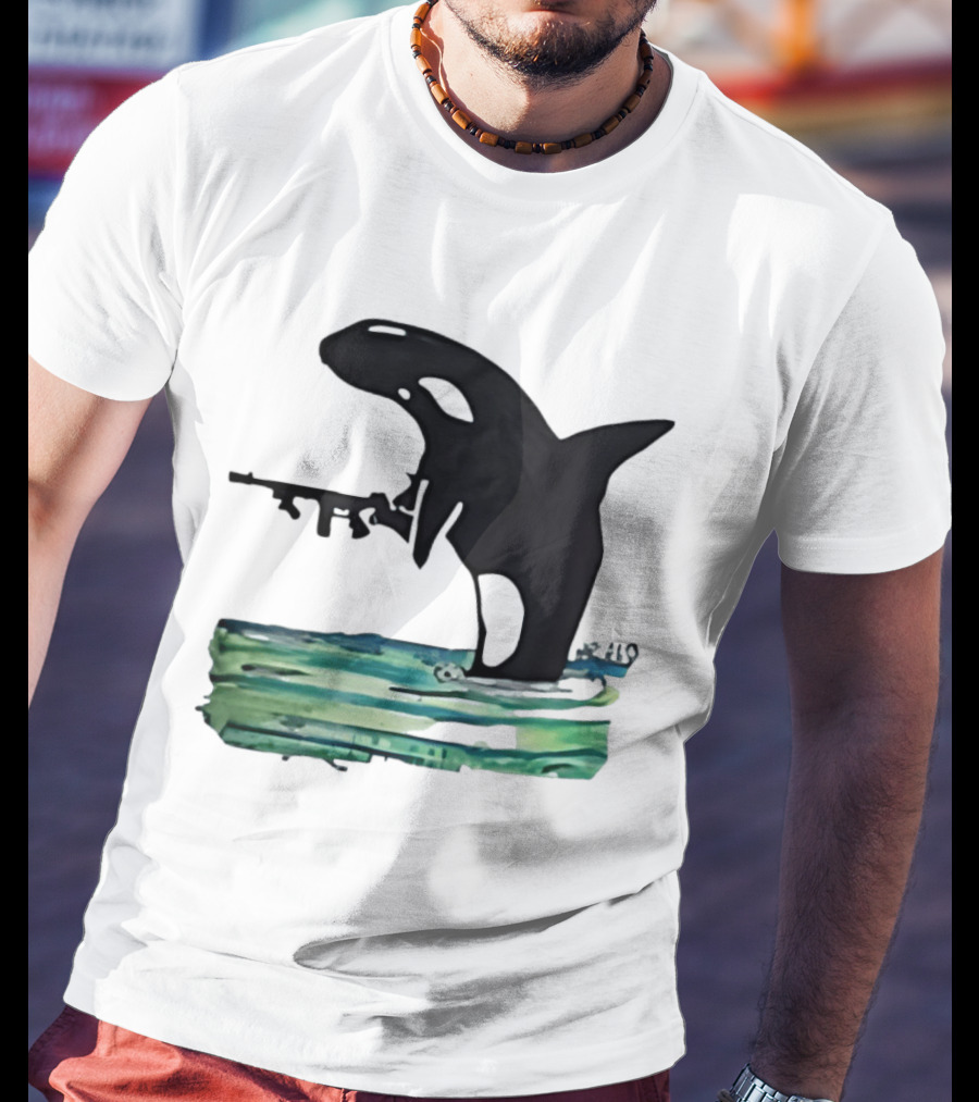 Orca Whale Holding A Machine Gun T-Shirt