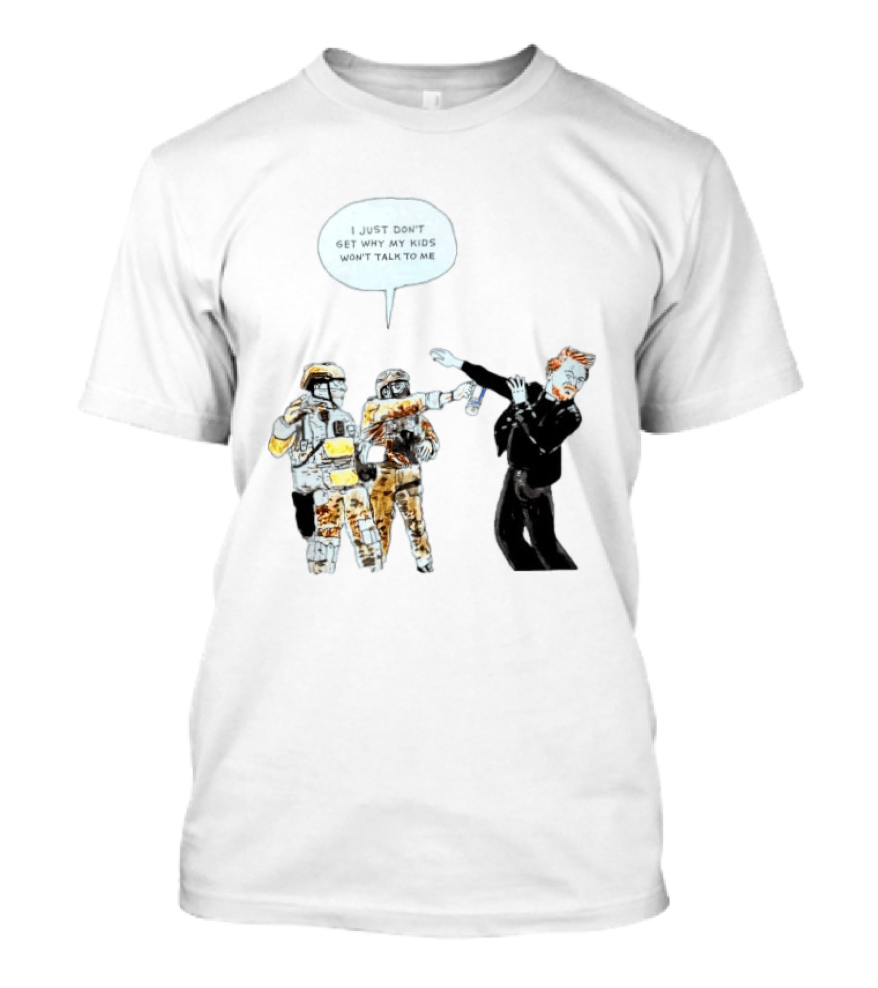 Priest With Soldiers And Kids Speech Bubble T-Shirt