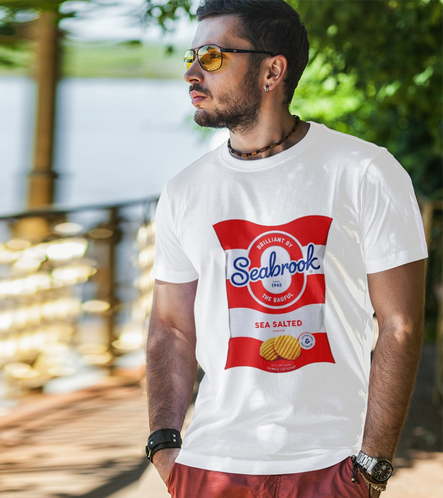 Seabrook Brilliant By The Bagful Sea Salted Flavour Since 1945 Crinkle Cut Crisps Gluten Free Vegetarian T-Shirt