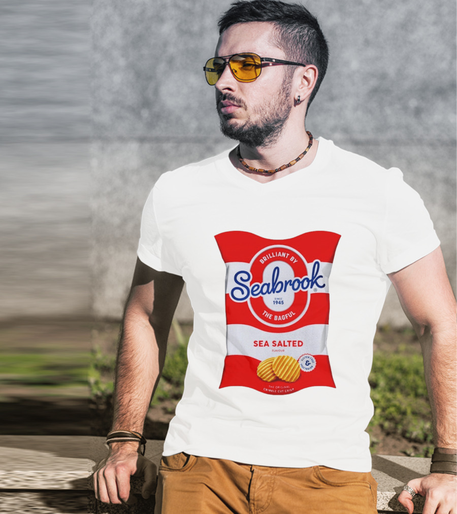 Seabrook Brilliant By The Bagful Sea Salted Flavour Since 1945 Crinkle Cut Crisps Gluten Free Vegetarian T-Shirt