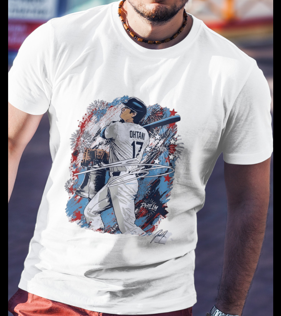 Shohei Ohtani 2026 Philly Liberty Bell Baseball Fireworks T-Shirt
