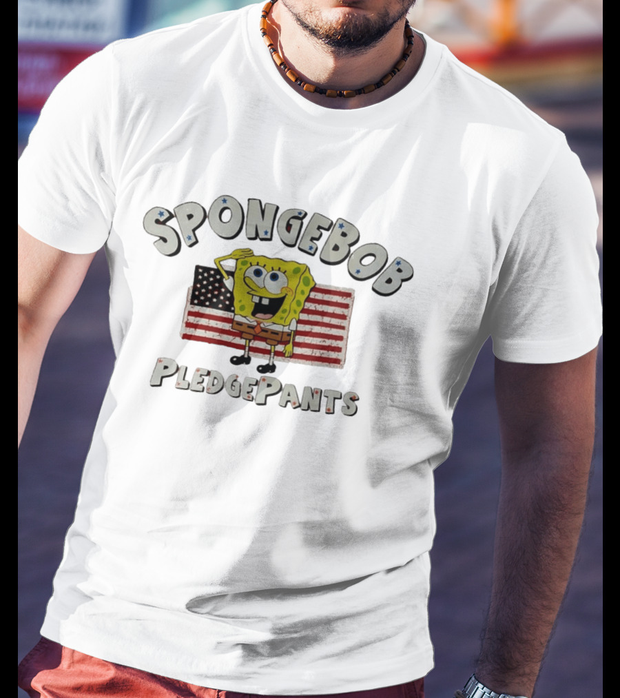 Spongebob Pledgepants American Flag Salute T-Shirt