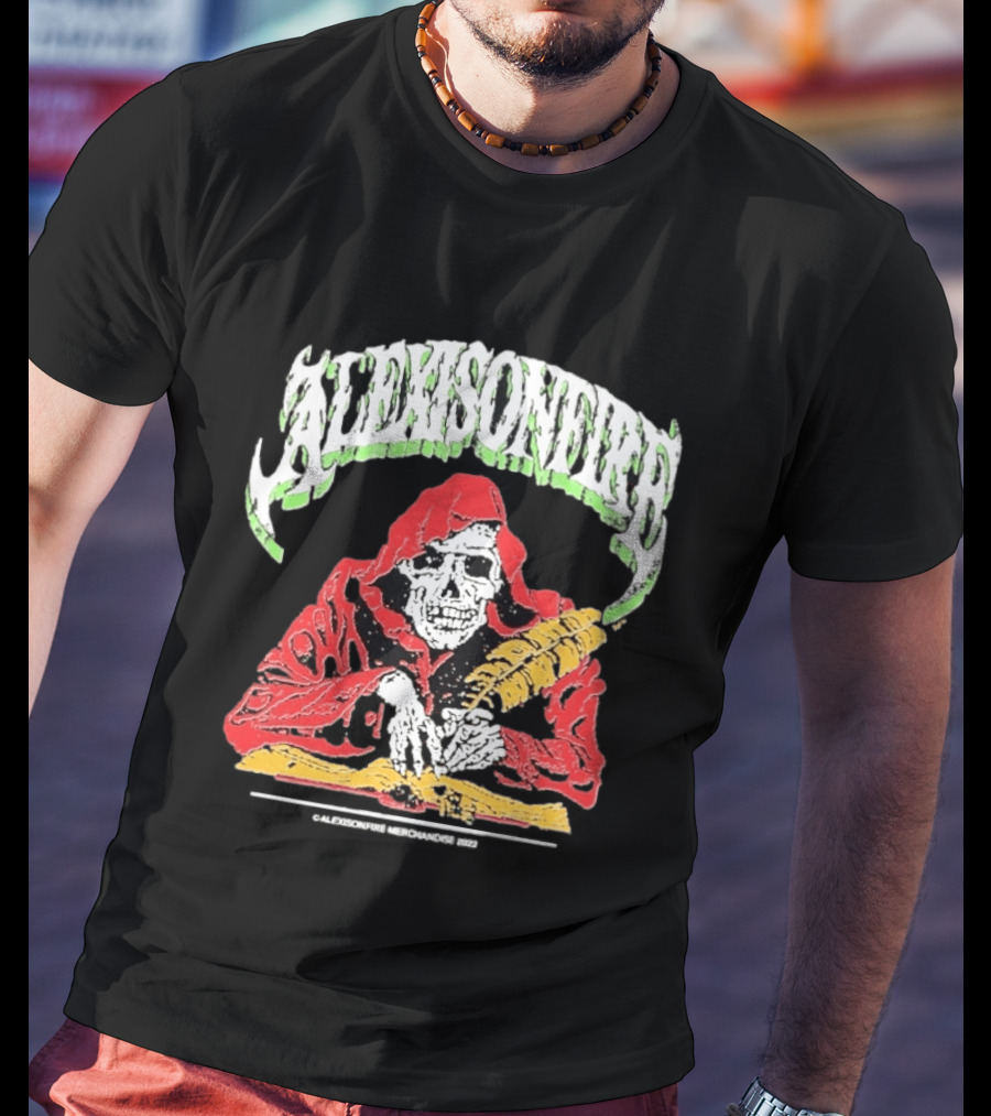 Alexisonfire Skelwrite Grim Reaper Scribe With Quill T-Shirt