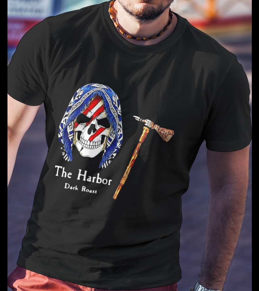 America Skull The Harbor Dark Roast Tomahawk T-Shirt