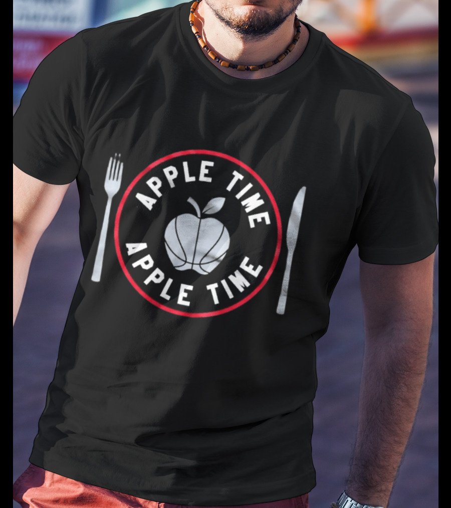 Apple Time Apple Time Basketball Fork Knife T-Shirt