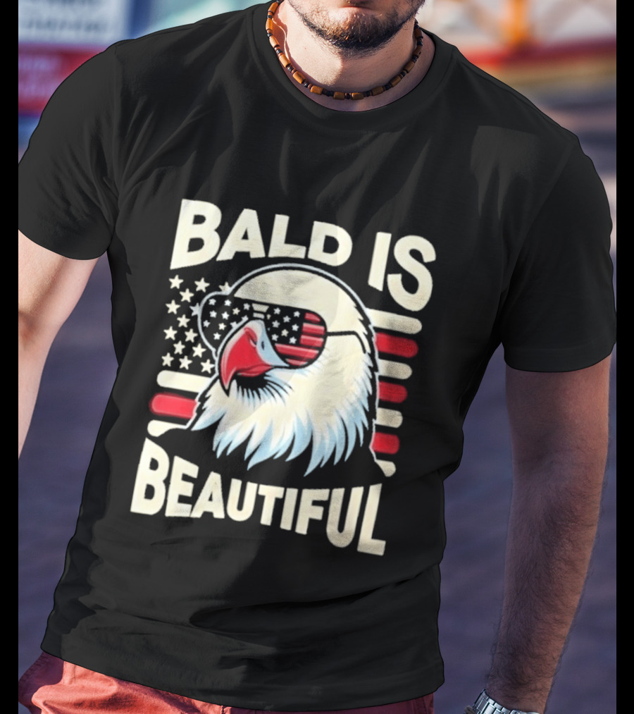 Bald Is Beautiful USA Patriotic Eagle Stars And Stripes T-Shirt