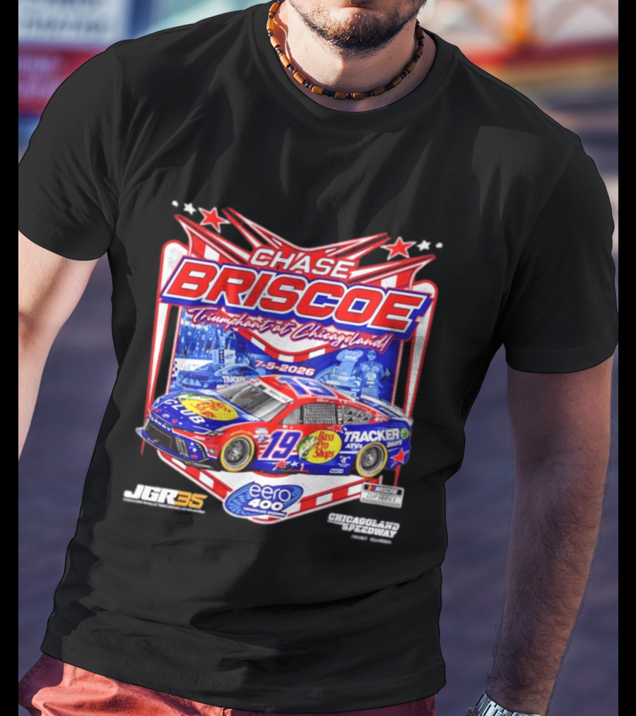 Chase Briscoe Triumph At Chicagoland July 5 2026 Eero 400 Cup Series Race Winner Bass Pro Shops 19 Tracker Boats Chicagoland Speedway T-Shirt
