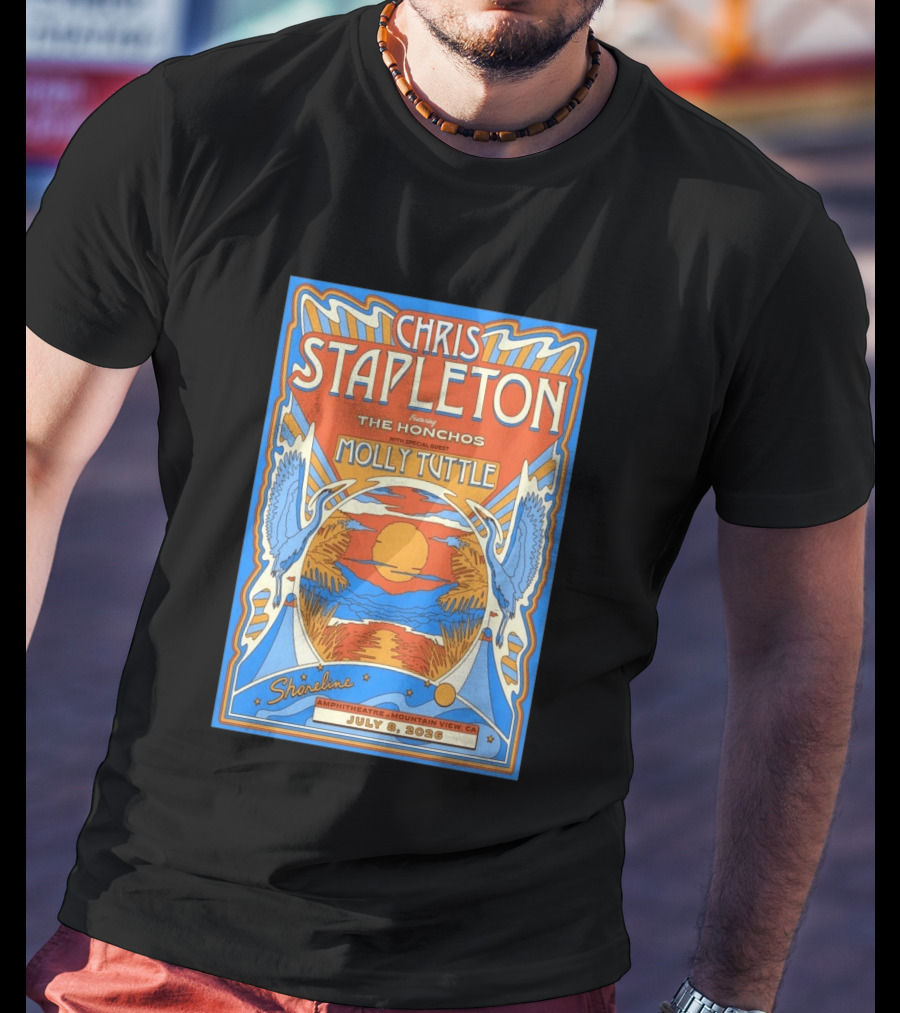Chris Stapleton Featuring The Honchos Molly Tuttle Shoreline Amphitheatre Mountain View CA July 8 2026 T-Shirt