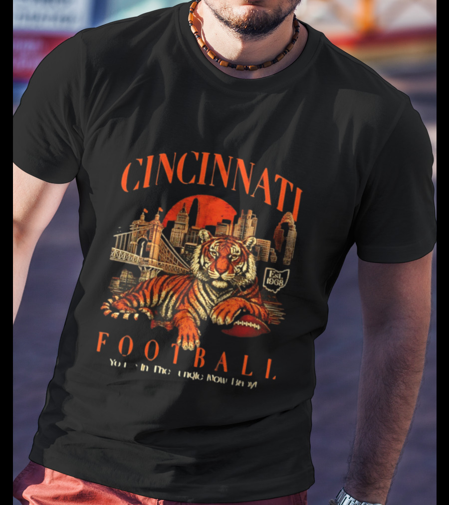 Cincinnati Bengals Football Tiger Jungle Cityscape Est 1968 T-Shirt