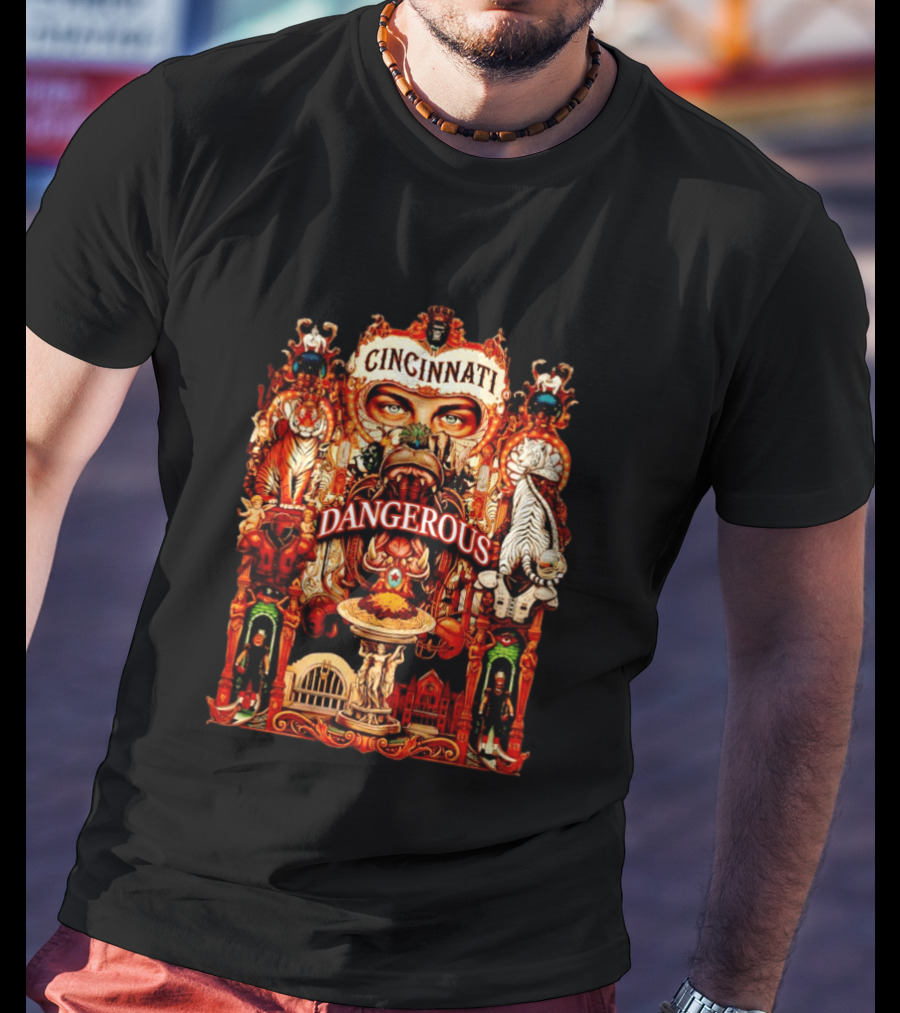 Cincinnati Dangerous Tigers Ornate Art Deco T-Shirt
