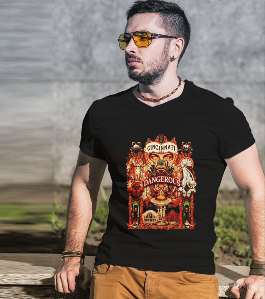 Cincinnati Dangerous Tigers Ornate Art Deco T-Shirt
