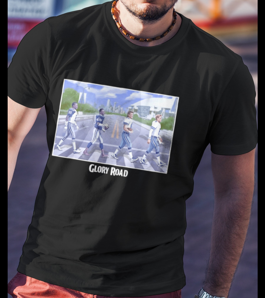 Dallas Cowboys Iconic Players Walking Glory Road Stadium T-Shirt