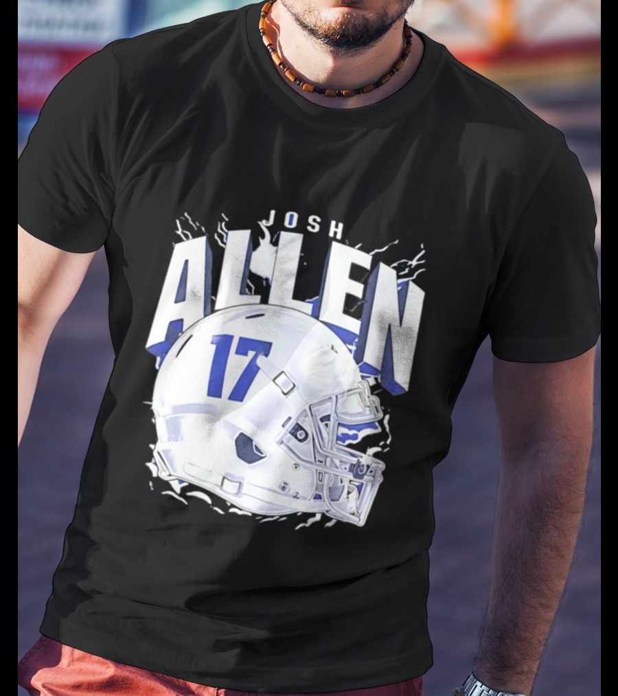 Josh Allen 17 Buffalo Bills Helmet T-Shirt