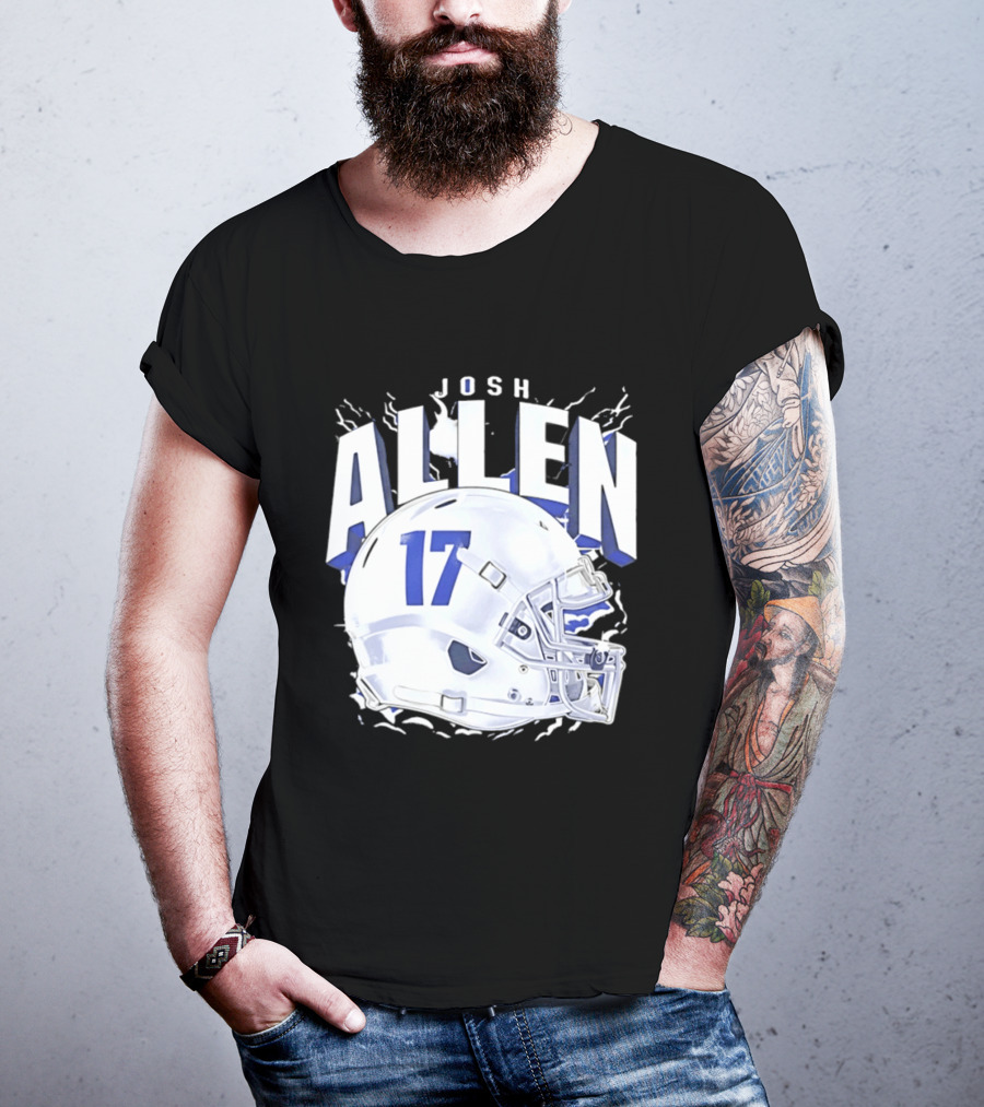 Josh Allen 17 Buffalo Bills Helmet T-Shirt