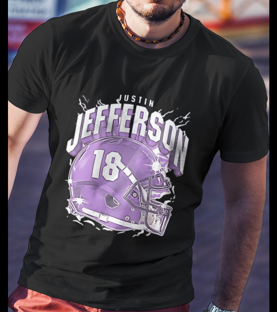 Justin Jefferson 18 Minnesota Vikings Helmet T-Shirt