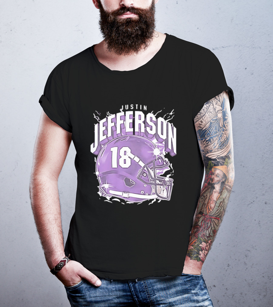 Justin Jefferson 18 Minnesota Vikings Helmet T-Shirt