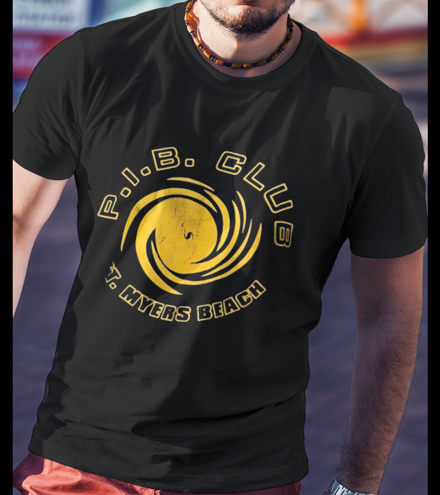 P.I.B. Club Ft Myers Beach Distressed Vintage Style Spiral T-Shirt