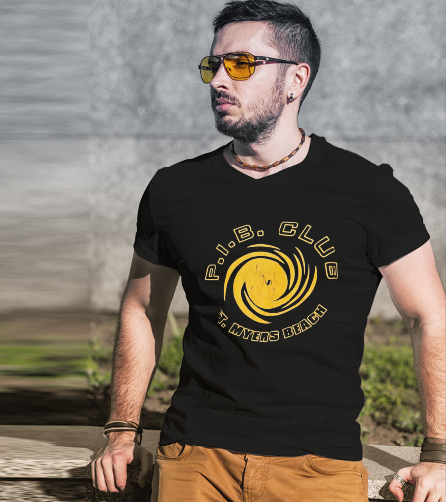 P.I.B. Club Ft Myers Beach Distressed Vintage Style Spiral T-Shirt