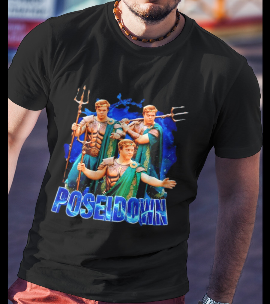 Poseidown Poseidon Down Syndrome Meme Greek God Trident T-Shirt