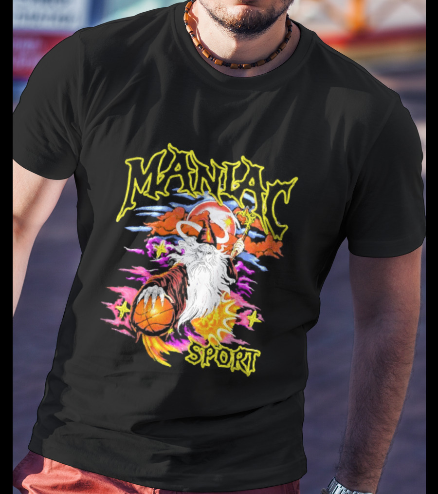 Maniac Sport Wizard Basketball Magic Santa Style Explosion T-Shirt