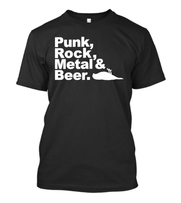 Punk Rock Metal Beer Bird Gesture T-Shirt