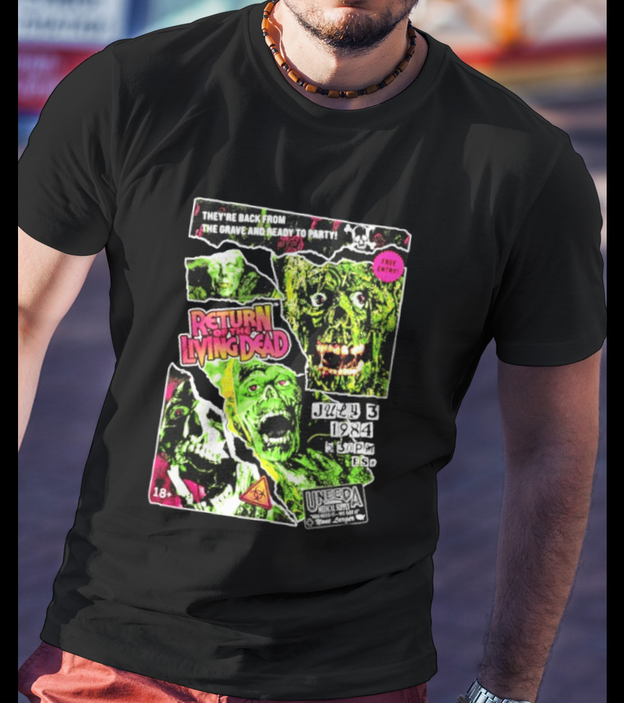 Return Of The Living Dead They're Back From The Grave Read To Party July 3 1984 Uneeda Medical Supply 18+ T-Shirt