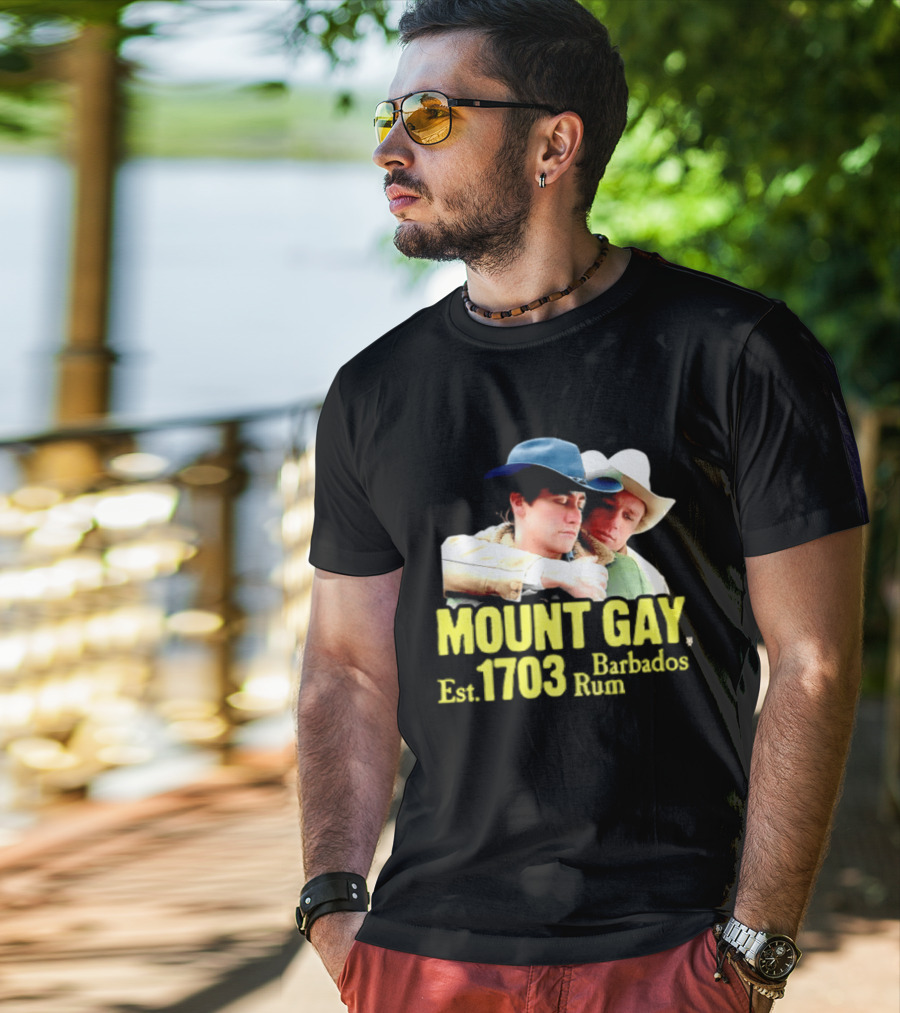 Mount Gay Est 1703 Barbados Rum Brokeback Mountain Cowboys T-Shirt