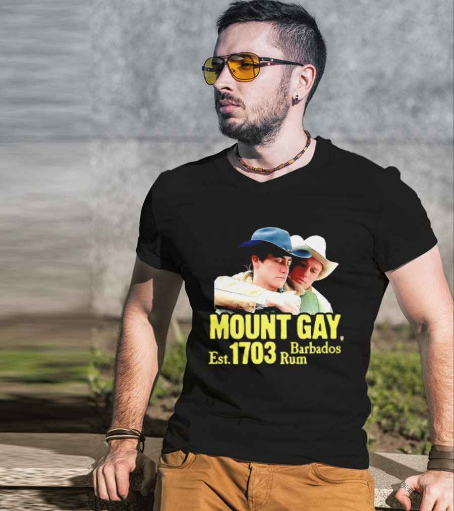 Mount Gay Est 1703 Barbados Rum Brokeback Mountain Cowboys T-Shirt